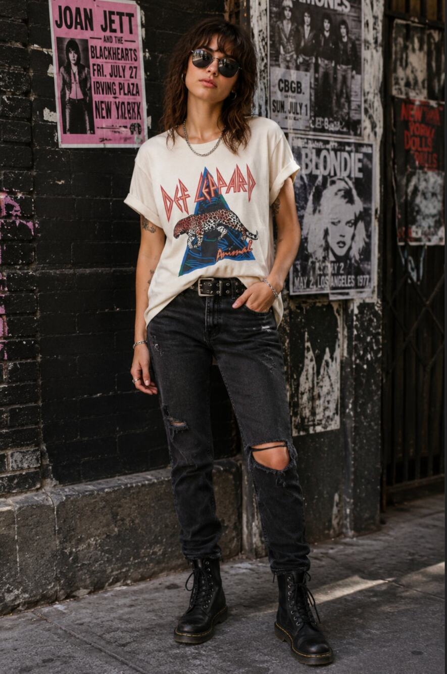 Def Leppard Unisex Graphic Tee Grunge Emo Rock Punk 90's Heavy Metal SZ Medium